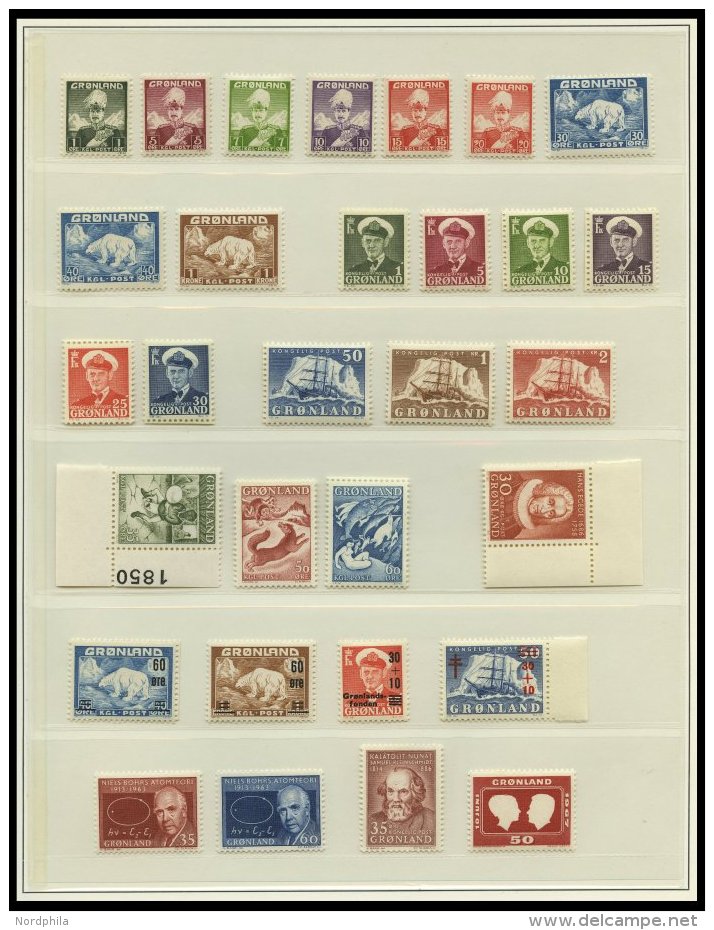 GR&Ouml;NLAND - D&Auml;NISCHE POST 1-7,26-40,42/3 **, 1938-59, 15 Werte Komplett, Pracht, Mi. 298.- - Otros & Sin Clasificación