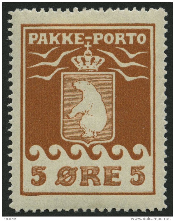 GR&Ouml;NLAND - PAKKE-PORTO 6A *, 1924, 5 &Oslash; Hellrotbraun, (Facit P 6II), Falzreste, Pracht - Paketmarken