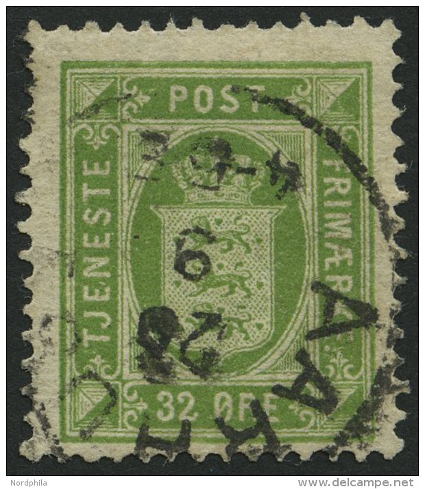 DIENSTMARKEN D 7 O, 1881, 32 &oslash; Gelbgr&uuml;n (Facit TJ 9b), Pracht, Facit 550.- Skr. - Sonstige & Ohne Zuordnung