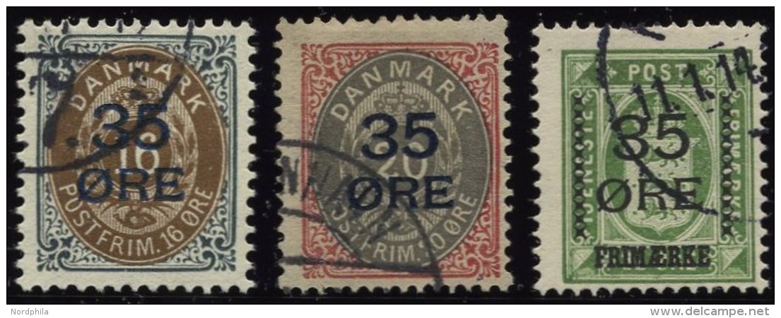 D&Auml;NEMARK 60-62 O, 1912, 35 &Oslash;-Aufdruck, Prachtsatz, Mi. 150.- - Gebraucht