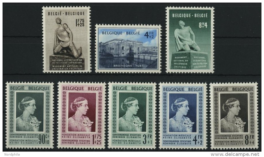 BELGIEN 906-08,909-13 *, 1951, Denkmal Zu Ehren Politischer Gefangener Und K&ouml;nigin Elisabeth Fonds, Falzreste, 2 Pr - Otros & Sin Clasificación