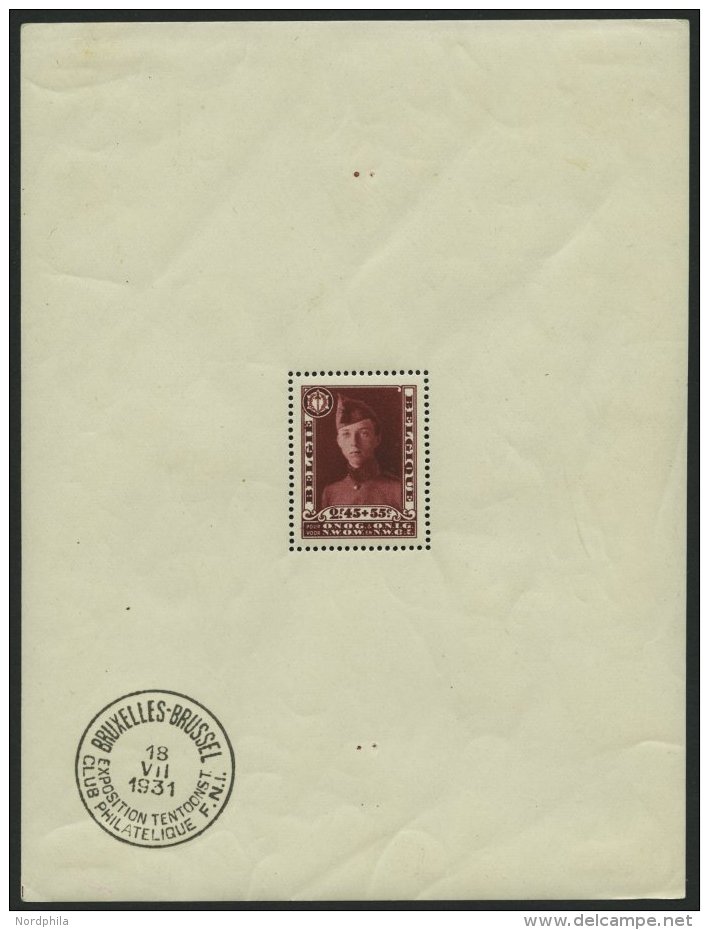 BELGIEN Bl. 2 *, 1931, Block Kriegsinvaliden, Falzrest Im Rand, Einzelmarke Postfrisch, Pracht - Belgien