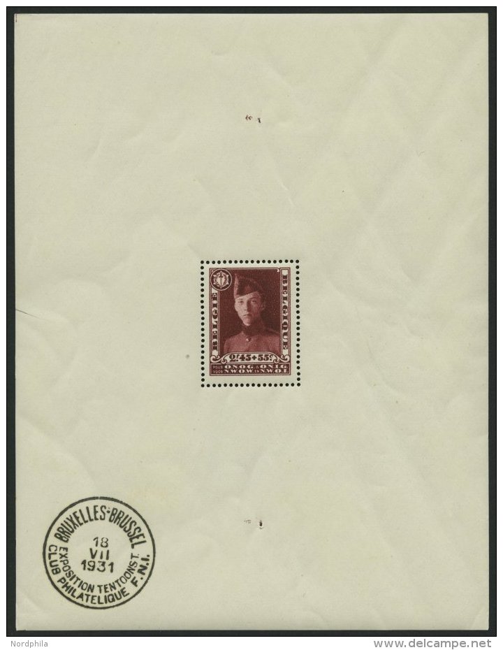 BELGIEN Bl. 2 **, 1931, Block Kriegsinvaliden, Sonderstempel Im Rand, Pracht, Mi. 600.- - Bélgica