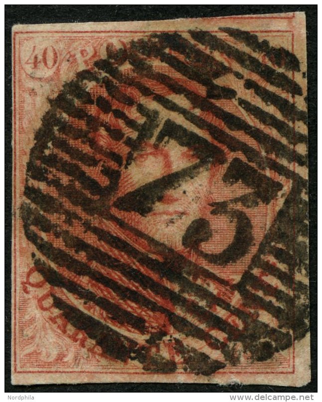 BELGIEN 9II O, 1858, 40 C. Karminrosa, Nummernstempel 73, Pracht - Belgien