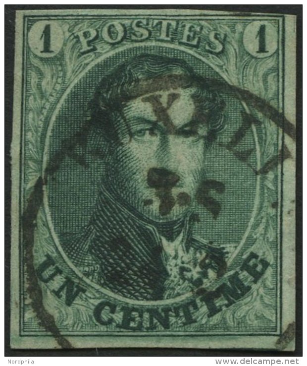 BELGIEN 6II O, 1858, 1 C. Gr&uuml;n, Pracht, Mi. 140.- - Bélgica