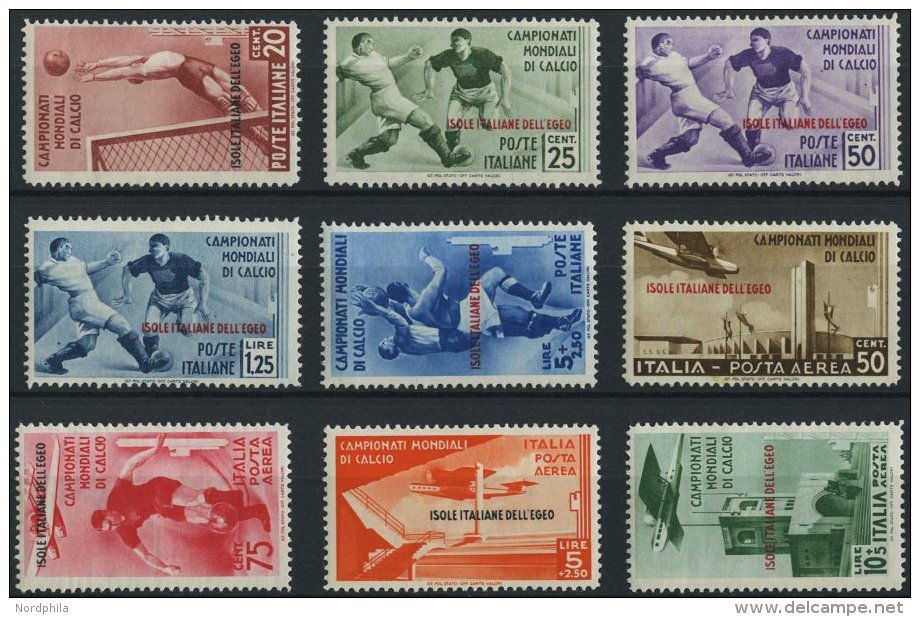 G&Auml;ISCHE INSELN 137-45 *, 1934, Fu&szlig;ball-Weltmeisterschaft, Falzrest, Prachtsatz, Mi. 1300.- - Egeo