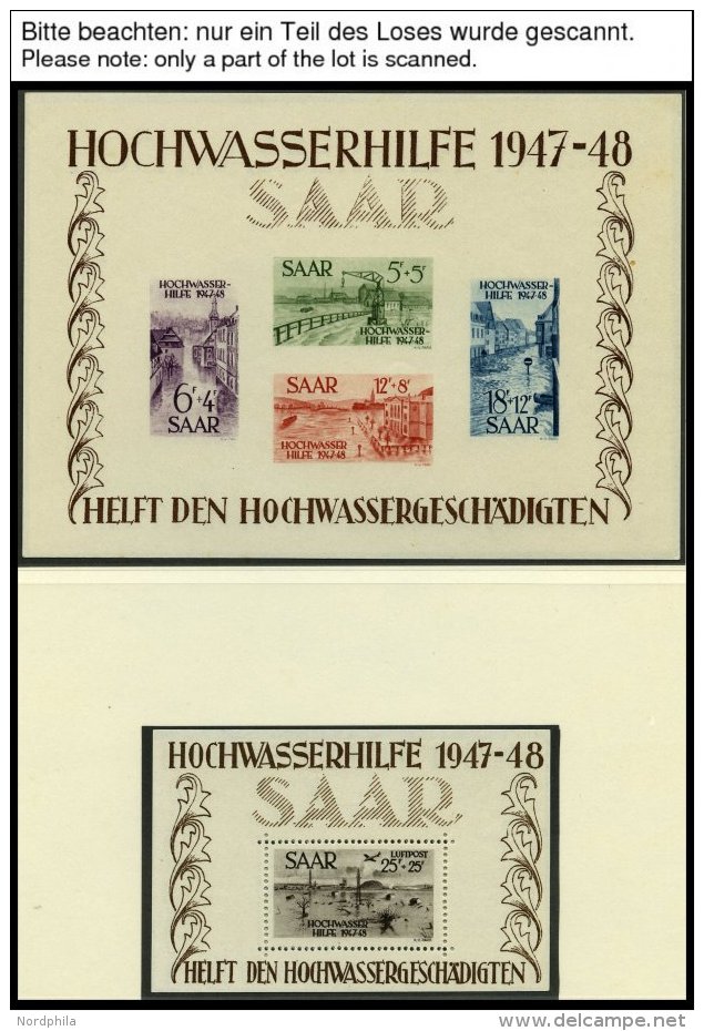 SAMMLUNGEN, LOTS **, 1947-59, Postfrische, In Den Hauptnummern Komplette Sammlung Saarland Mit Hochwasserblockpaar (Bl. - Otros & Sin Clasificación