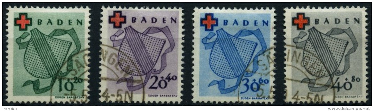 BADEN 42-45 O, 1949, Rotes Kreuz, Prachtsatz, Fotobefund H.D. Schlegel, Mi. 400.- - Sonstige & Ohne Zuordnung