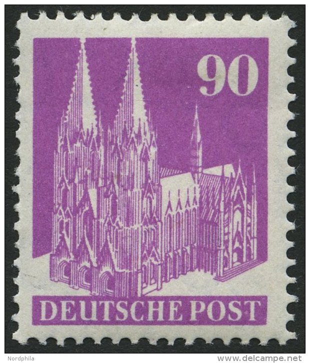 AMERIK. U. BRITISCHE ZONE 96eg *, 1948, 90 Pf. Eng Gez&auml;hnt, Falzrest, &uuml;blich Gez&auml;hnt Pracht, Mi. 80.- - Sonstige & Ohne Zuordnung