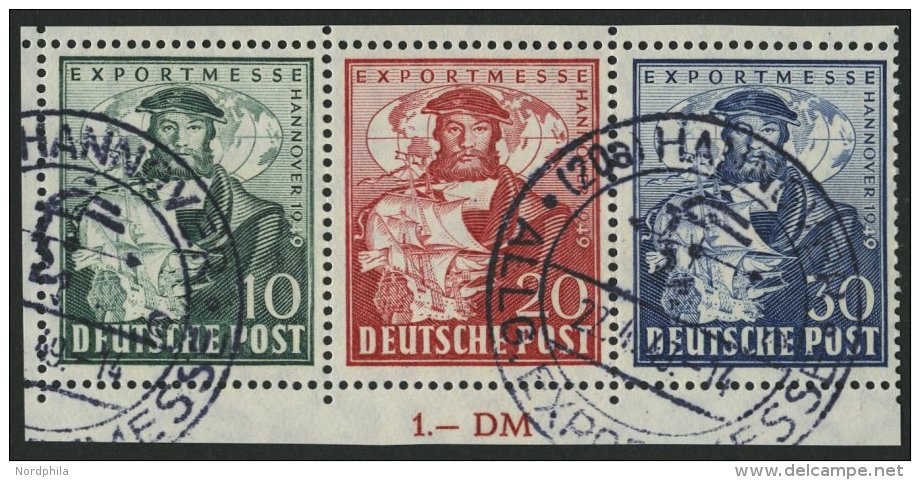 AMERIK. U. BRITISCHE ZONE 103-05aI O, 1949, Exportmesse Im Dreierstreifen, Pracht, Gepr. Schlegel, Mi. 180.- - Otros & Sin Clasificación