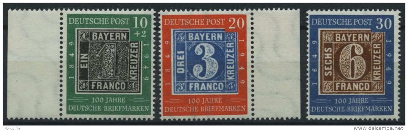BUNDESREPUBLIK 113-15 **, 1949, 100 Jahre Briefmarken, Prachtsatz, Mi. 100.- - Sonstige & Ohne Zuordnung