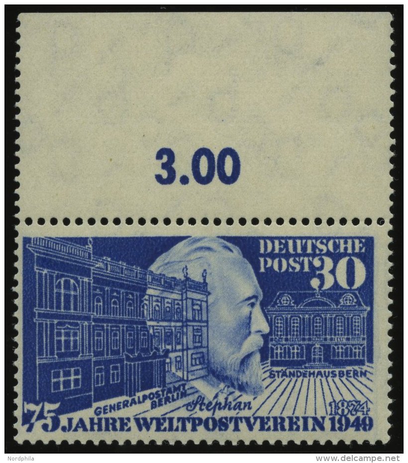 BUNDESREPUBLIK 116 **, 1949, 30 Pf. Stephan, Oberrandst&uuml;ck, Pracht - Sonstige & Ohne Zuordnung
