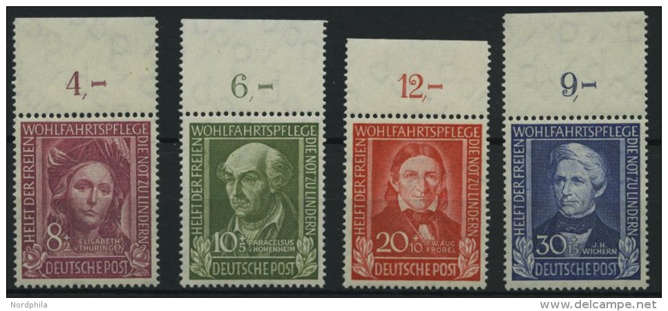 BUNDESREPUBLIK 117-20 **, 1949, Helfer Der Menschheit Vom Oberrand, Prachtsatz - Otros & Sin Clasificación