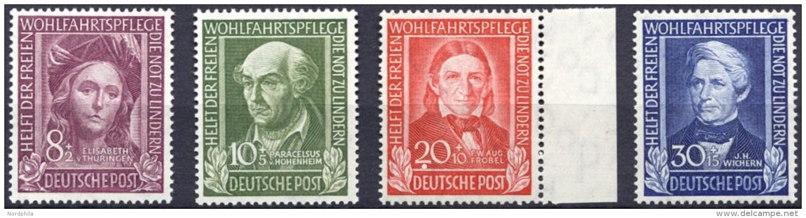 BUNDESREPUBLIK 117-20 **, 1949, Helfer Der Menschheit, Prachtsatz, Mi. 130.- - Gebraucht