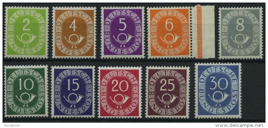 BUNDESREPUBLIK 123-32 **, 1951, 2 - 30 Pf. Posthorn, 10 Prachtwerte, Mi. 305.- - Otros & Sin Clasificación