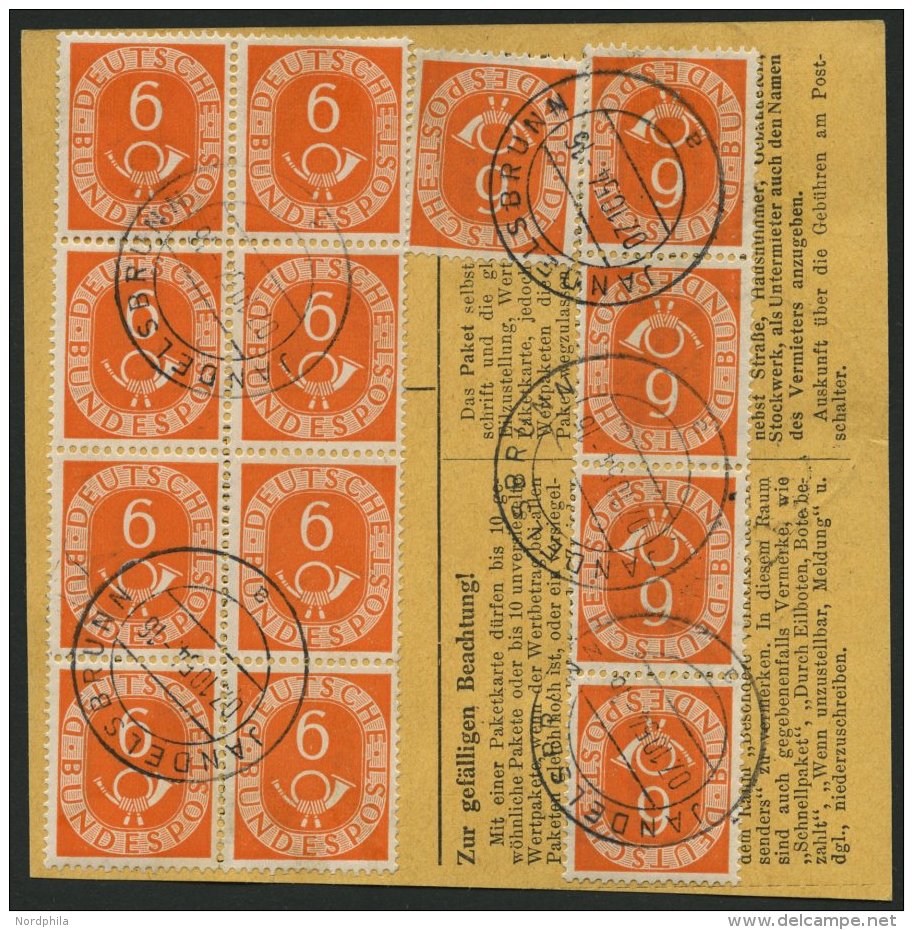 BUNDESREPUBLIK 126 BRIEF, 1954, 6 Pf. Posthorn Im Achterblock R&uuml;ckseitig Und Waagerechtes Paar (vorderseitig) Mit 5 - Usados