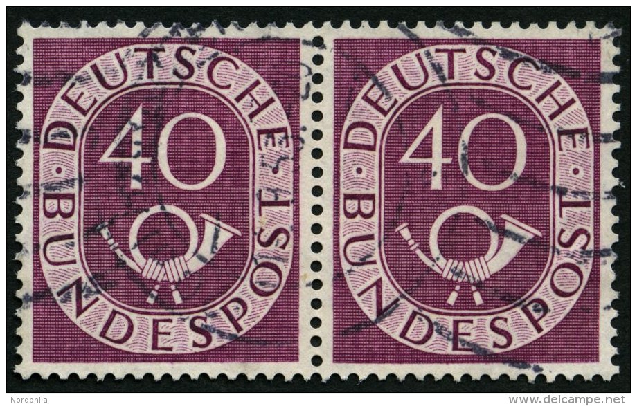 BUNDESREPUBLIK 133 Paar O, 1951, 40 Pf. Posthorn Im Waagerechten Paar, Feinst, Mi. 250.- - Gebraucht