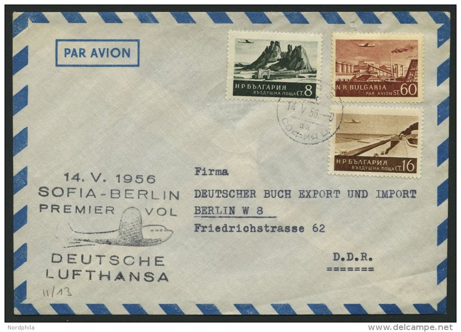 DEUTSCHE LUFTHANSA 14.5.1956, LH-Erstflug SOFIA-BERLIN Mit Bulgarischer Frankatur, Pracht - Gebraucht