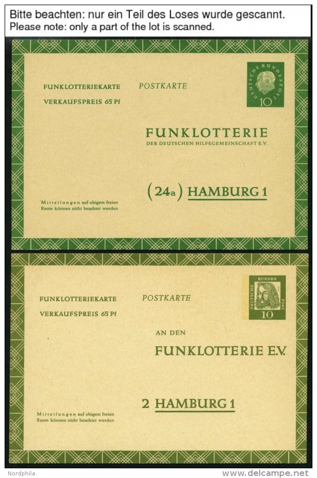 GANZSACHEN FP 7,9-13 BRIEF, 1959-69, 11 Ungebrauchte Funklotterie-Karten: FP 9 (3x), 11 (2x) Und 12 (3x), Pracht - Sammlungen