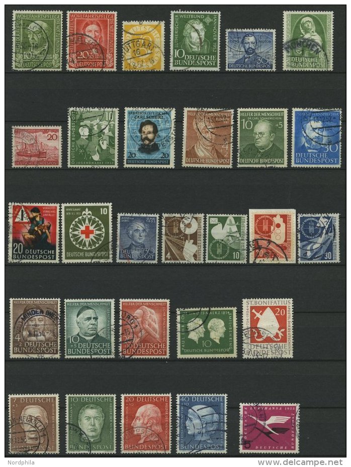 LOTS O, 1949-55, Gestempelte Partie Von 38 Verschiedenen Mittleren Werten, Saubere Bedarfserhaltung/feinst, Mi. 400.- - Gebraucht