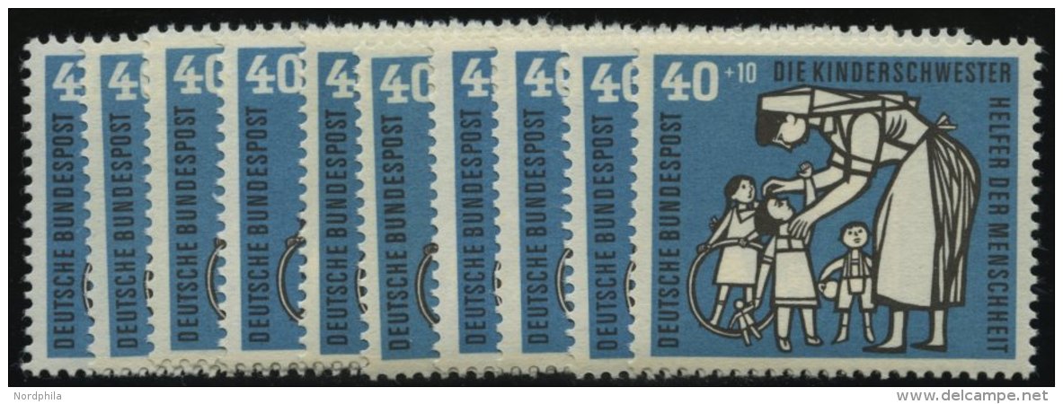 ENGROS 246 **, 1956, 40 Pf. Kinderpflege, 10 Prachtwerte, Mi. 150.- - Abarten Und Kuriositäten