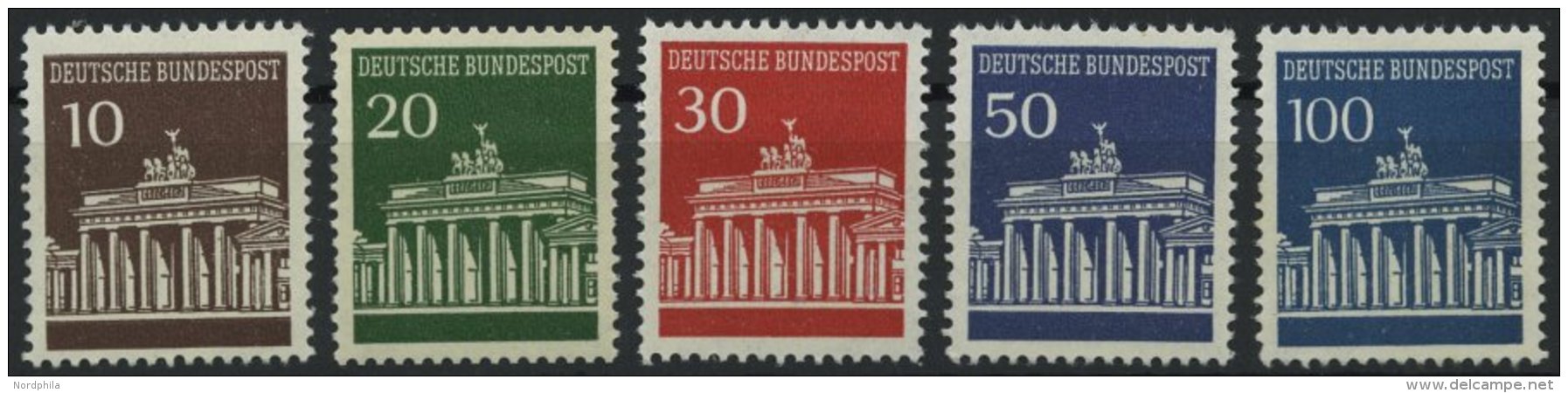 ROLLENMARKEN 506-10v,wR **, 1966, Brandenburger Tor, Einzelne Rollenmarken Mit Geraden Und Ungeraden Nummern, Sowie Beid - Rollenmarken