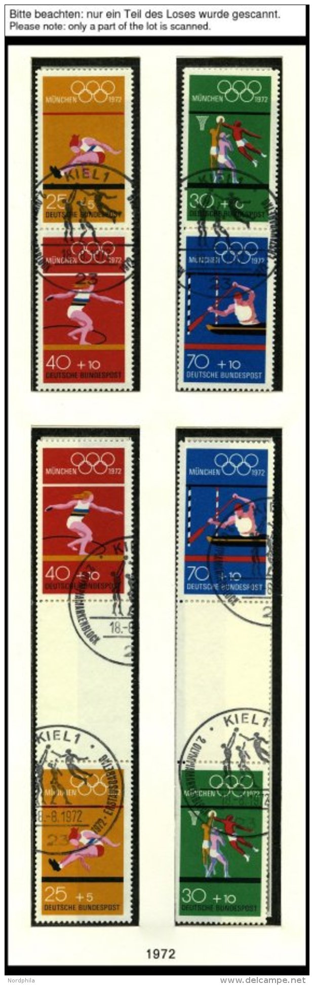 ZUSAMMENDRUCKE MH 17-SZ 2b O,Brief , 1972, Olympische Spiele Komplett Mit ET-Sonderstempeln, Sowie Heftchenblatt 22 Und - Usados