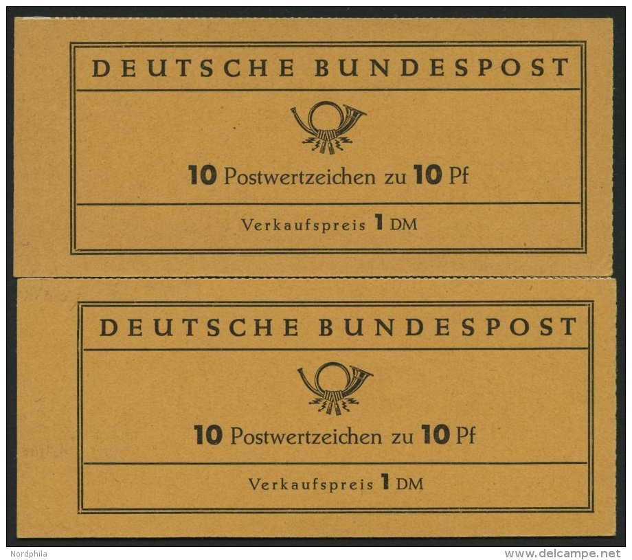 MARKENHEFTCHEN MH 6fbIV **, 1960, Markenheftchen Heuss Lumogen, Nachauflage, Mit Rahmendruck R1 Und R2, 2 Heftchen Prach - Autres & Non Classés