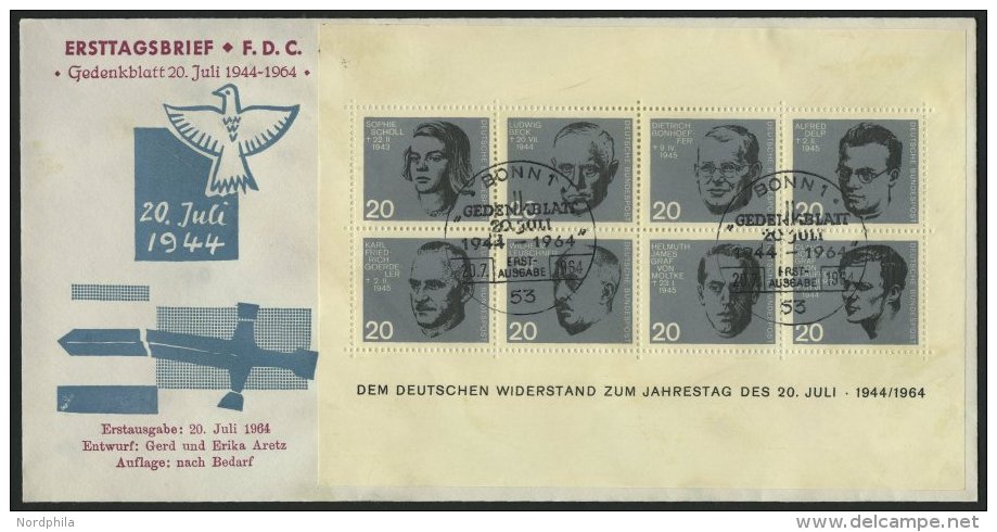 BUNDESREPUBLIK Bl. 3 BRIEF, 1964, Block 20. Juli Auf FDC, Pracht, Mi. 100.- - Gebraucht