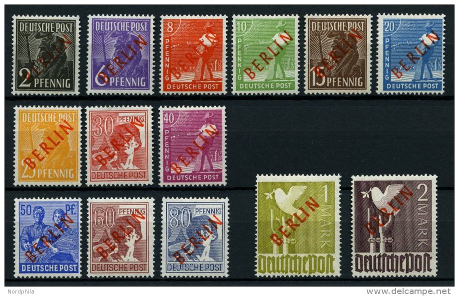 BERLIN 21-34 **, 1949, Rotaufdruck, Prachtsatz, Gepr. Schlegel, Mi. 1400.- - Usados