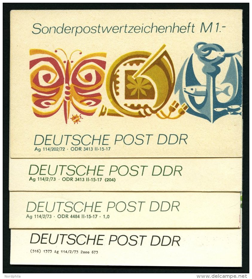 ZUSAMMENDRUCKE SMHD 3a,b,d,e **, 1972, 4 Verschiedene Markenheftchen Freizeit, Pracht, Mi. 65.- - Zusammendrucke