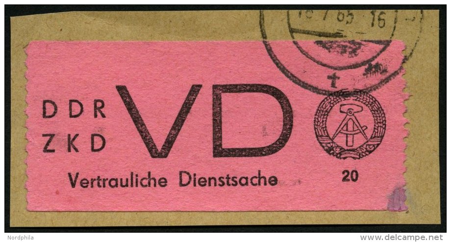 DIENSTMARKEN D VD 2 BrfStk, 1965, 20 Pf. Schwarz Auf Hellilarosa Auf Briefst&uuml;ck, Rechte Untere Ecke Defekt, Feinst, - Sonstige & Ohne Zuordnung