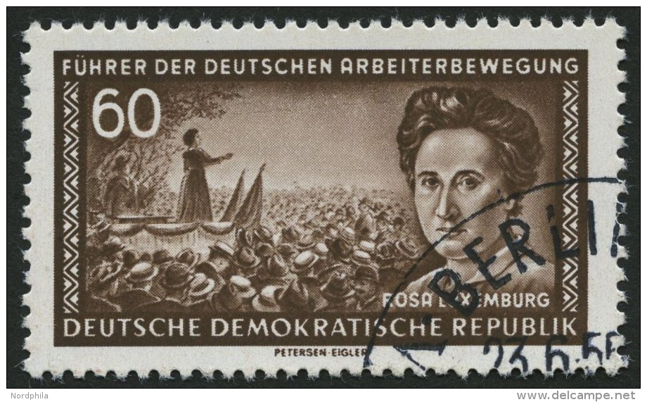 DDR 478XI O, 1955, 60 Pf. Rosa Luxemburg, Wz. 2XI, Pracht, Gepr. Sch&ouml;nherr, Mi. 60.- - Oblitérés