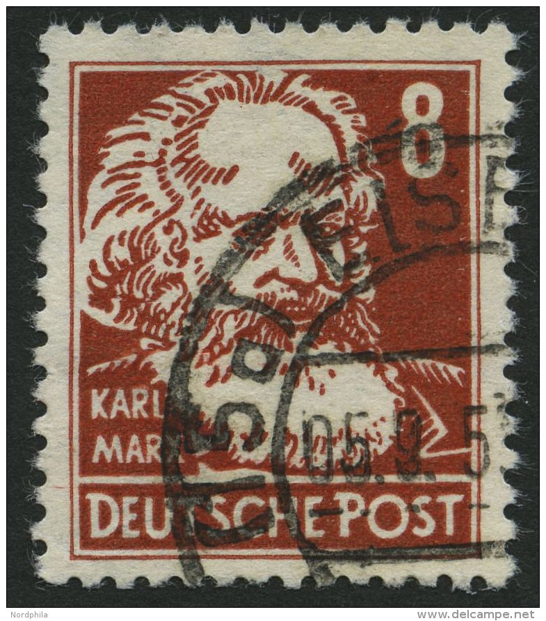 DDR 329zXII O, 1952, 8 Pf. Marx, Gew&ouml;hnliches Papier, Wz. 2XII, Pracht, Gepr. Sch&ouml;nherr, Mi. 100.- - Usados