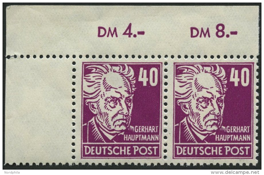 ALLGEMEINE-AUSGABEN 223d Paar **, 1948, 40 Pf. Dunkelkarminlila Hauptmann Im Waagerechten Paar Aus Der Linken Oberen Bog - Sonstige & Ohne Zuordnung