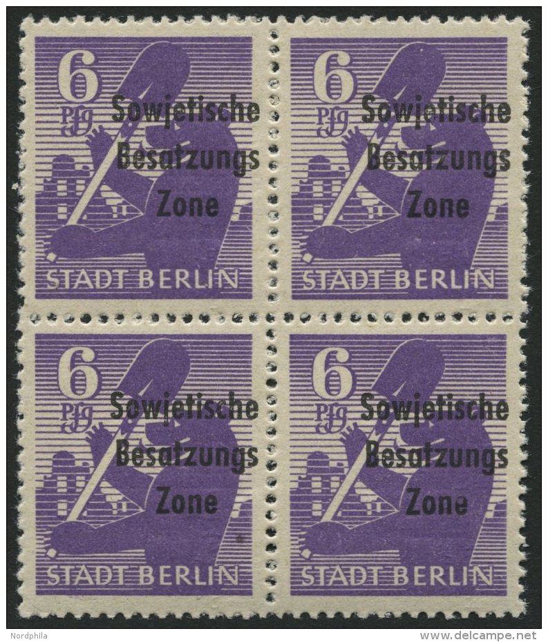 ALLGEMEINE-AUSGABEN 201wbzDDII **, 1948, 6 Pf. Lebhaftgrauviolett, Aufdruck Einmal Normal Zus&auml;tzlich Blindaufdruck, - Sonstige & Ohne Zuordnung