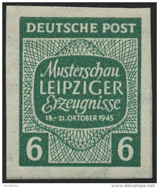 WEST-SACHSEN 124XU **, 1945, 6 Pf. Musterschau, Wz. 1X, Ungez&auml;hnt, Pracht, Mi. 150.- - Sonstige & Ohne Zuordnung