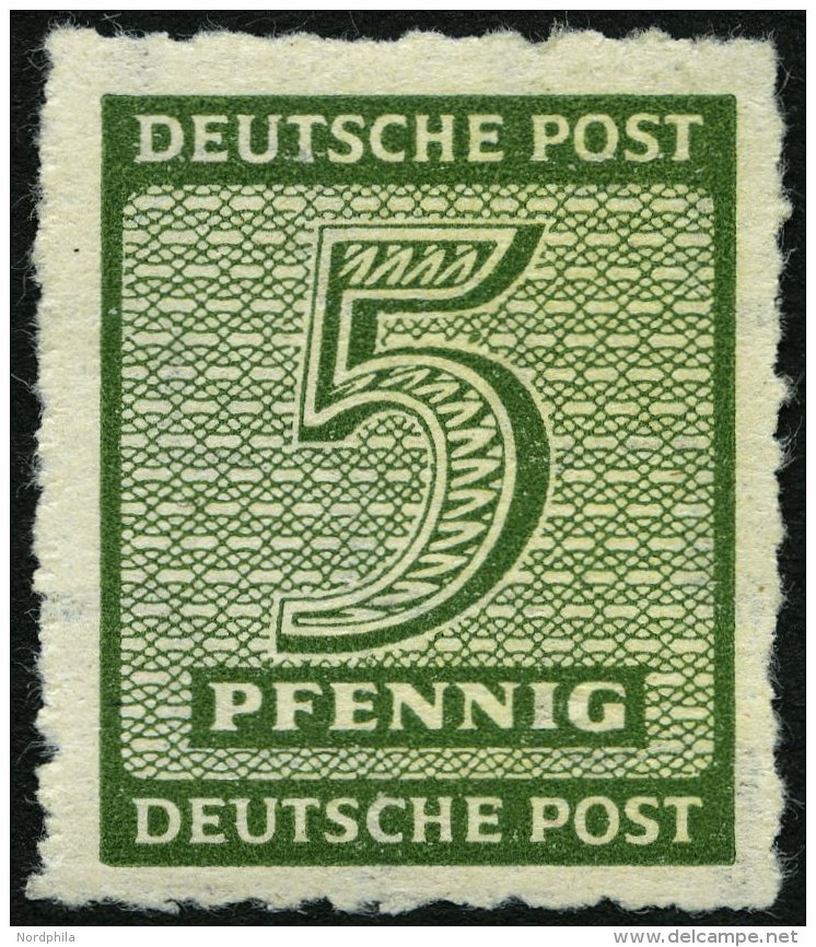 WEST-SACHSEN 116CY *, 1945, 5 Pf. Ro&szlig;wein, Durchstochen 10, Wz. 1Y, Falzrest, Pracht, Gepr. Zierer - Otros & Sin Clasificación