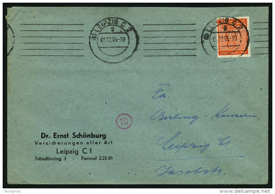 WEST-SACHSEN 118Y BRIEF, 1945, 8 Pf. Lebhaftrotorange, Wz. 1Y, Einzelfrankatur Auf Ortsbrief, Pracht - Other & Unclassified