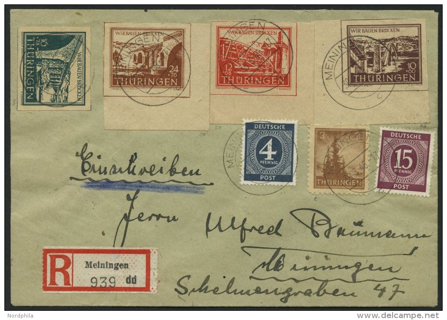 TH&Uuml;RINGEN 112-15a BRIEF, 1945, Wiederaufbau Mit Zusatzfrankatur Auf FDC, Pracht - Otros & Sin Clasificación