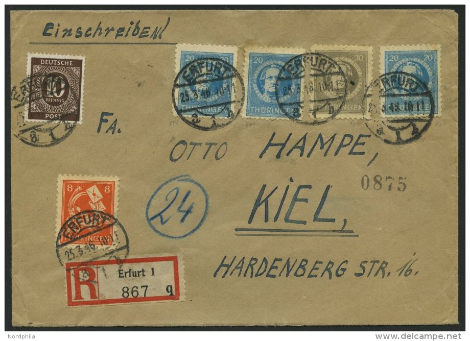 TH&Uuml;RINGEN 98AXp2 BRIEF, 1945, 20 Pf. Preu&szlig;ischblau, Gez&auml;hnt, Vollgummierung, Dickes Papier, Fallende Pap - Otros & Sin Clasificación