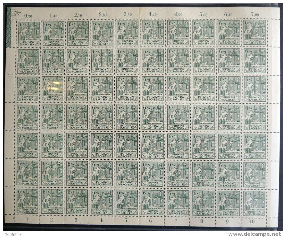 PROVINZ SACHSEN 87-89A **, 1946, Wiederaufbau, Gez&auml;hnt, Im Bogensatz (70), Mit Diversen Plattenfehlern, Pracht - Otros & Sin Clasificación