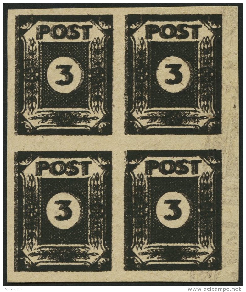 OST-SACHSEN 51cuyDD VB **, 1945, 3 Pf. Doppeldruck (schwarz Auf Schwarzbraun), Steigende Papierstreifung, Spargummierung - Sonstige & Ohne Zuordnung