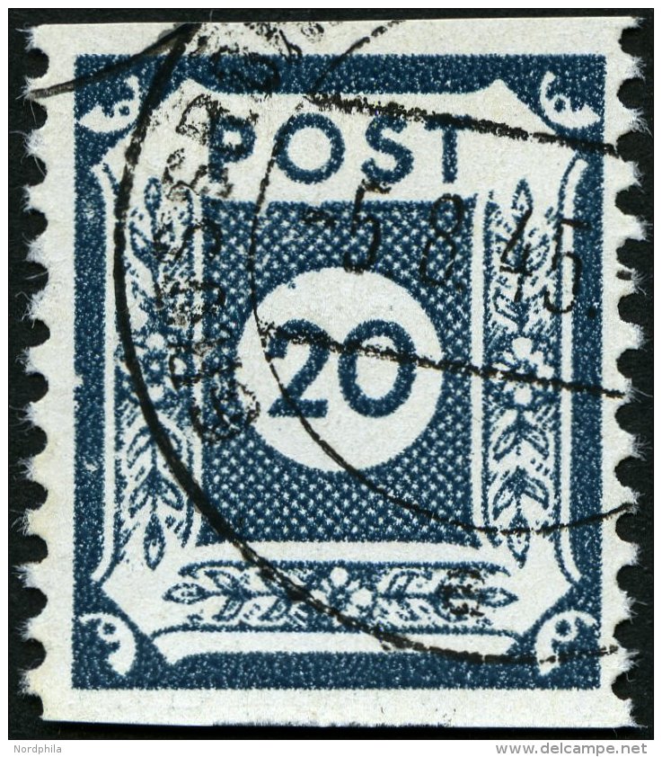 OST-SACHSEN 48cE O, 1945, 20 Pf. Schw&auml;rzlichblaugrau Gro&szlig;r&ouml;hrsdorf, Pracht, Gepr. Str&ouml;h, Mi. 75.- - Otros & Sin Clasificación