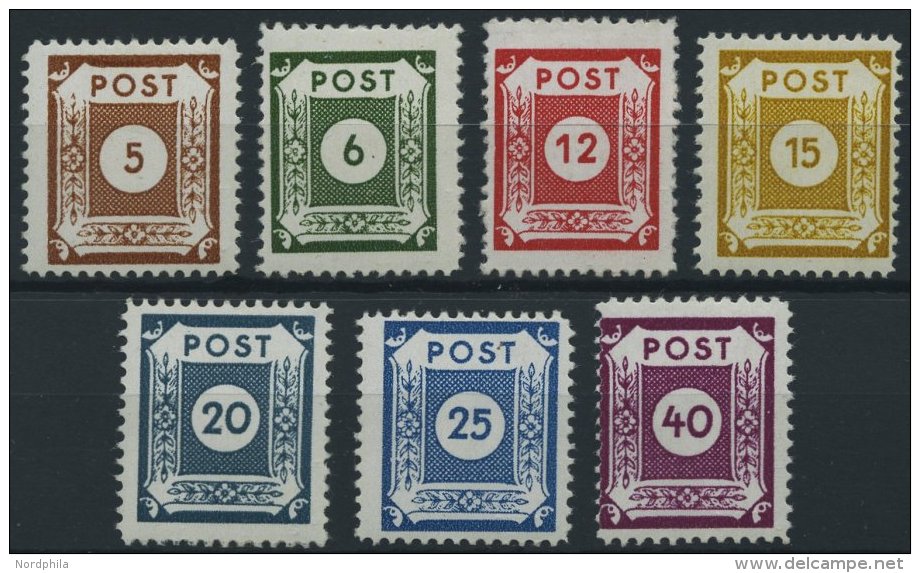 OST-SACHSEN DIII *, 1945, 5, 6 Pf. Und 12 - 40 Pf. Coswig (Mi.Nr. 42/3,46-50DIII), Gez&auml;hnt L 111/2, Falzrest, 7 Pra - Otros & Sin Clasificación