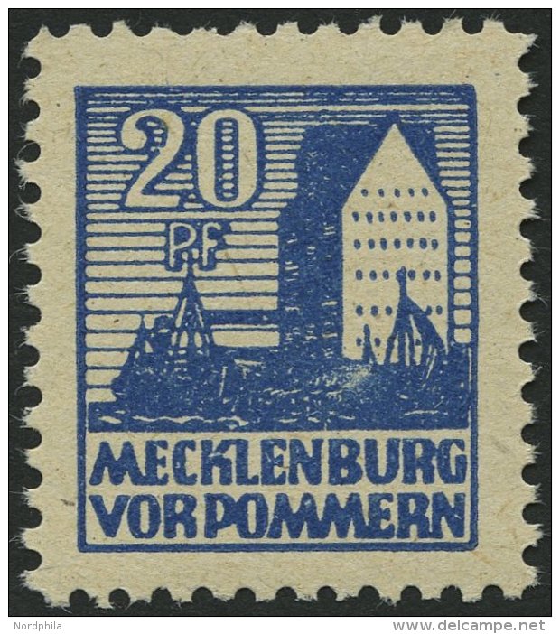 MECKLENBURG-VORPOMMERN 38yc **, 1946, 20 Pf. Schw&auml;rzlichgrauultramarin, Normale Z&auml;hnung, Pracht, Fotobefund Kr - Otros & Sin Clasificación