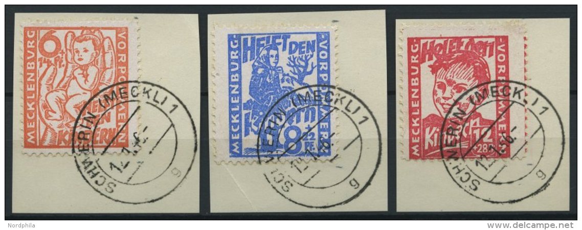 MECKLENBURG-VORPOMMERN 26-28a BrfStk, 1945, Kinderhilfe, Prachtsatz Auf Briefst&uuml;cken, Gepr. Kramp, Mi. (180.-) - Sonstige & Ohne Zuordnung