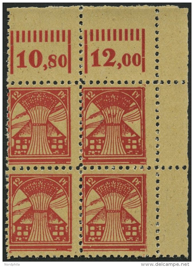 MECKLENBURG-VORPOMMERN 18dG VB **, 1945, 12 Pf. Br&auml;unlichrot, Druck Auf Gummiseite, Im Oberen Rechten Eckrandvierer - Sonstige & Ohne Zuordnung