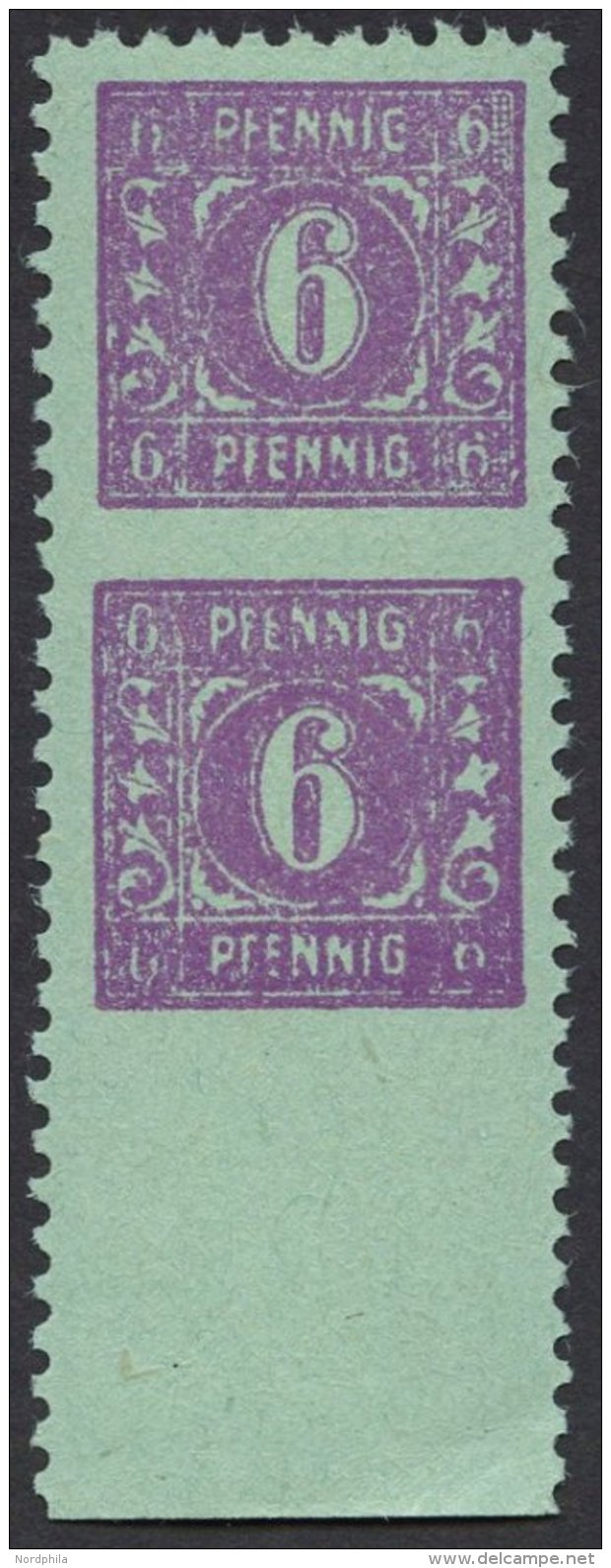 MECKLENBURG-VORPOMMERN 10xUw,Uu **, 1946, 6 Pf. Grauviolett Auf Hellbl&auml;ulichgr&uuml;n, Waagerecht Ungez&auml;hnt Un - Otros & Sin Clasificación