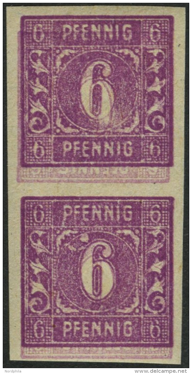 MECKLENBURG-VORPOMMERN 9bDKU Paar **, 1946, 6 Pf. Dunkelpurpur, Doppeldruck, Einer Davon Kopfstehend, Ungez&auml;hnt, Im - Sonstige & Ohne Zuordnung